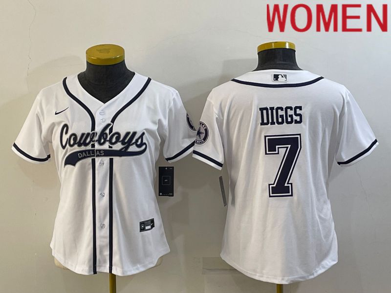 Women Dallas Cowboys #7 Diggs White 2022 Nike Co branded NFL Jerseys->women nfl jersey->Women Jersey